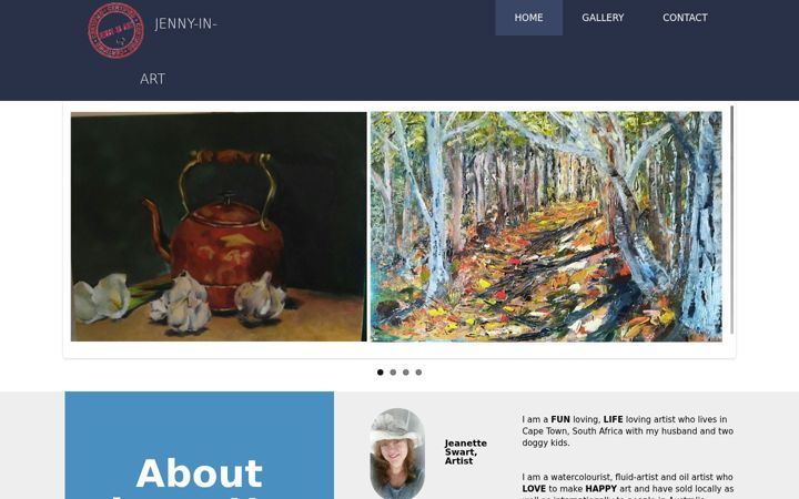 Screenshot of jennyinart.co.za