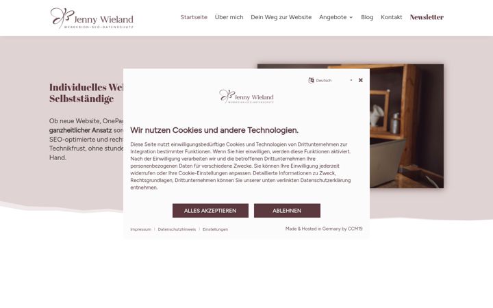 Screenshot of jennywieland-webdesign.de