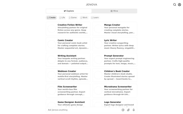 Screenshot of jenova.ai