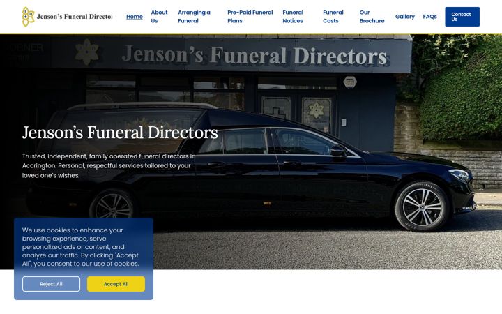 Screenshot of jensonsfuneraldirectors.com