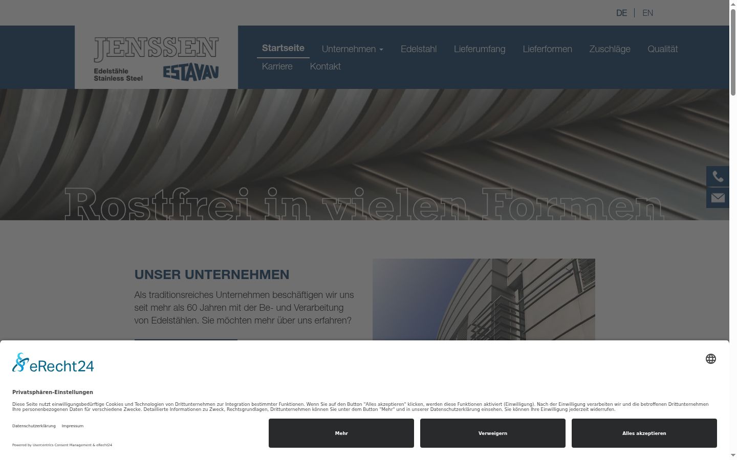 Screenshot of the consent banner shown before any interaction