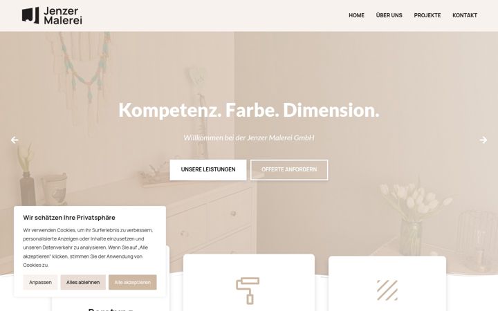Screenshot of jenzermalerei.ch