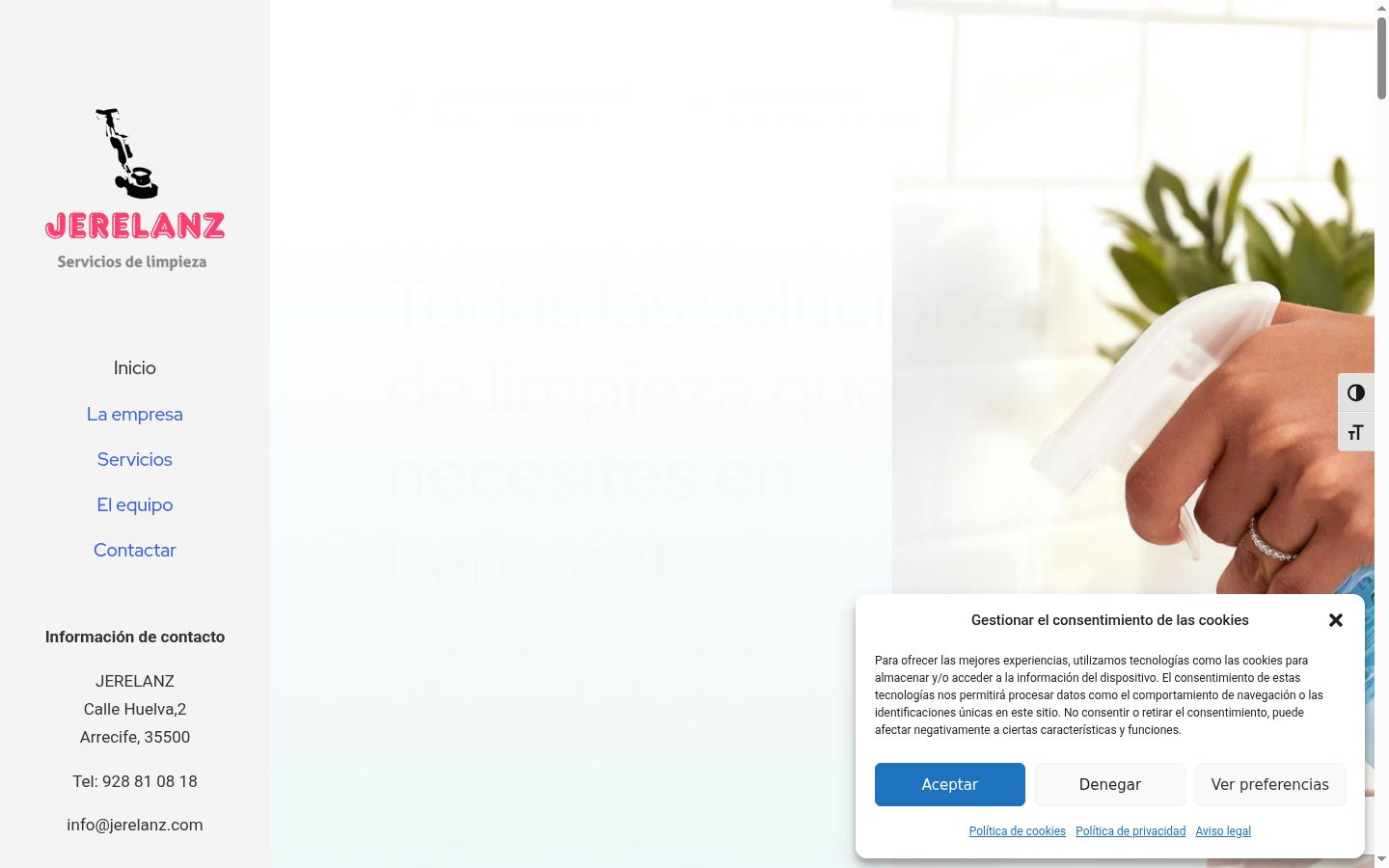 Captura de ecrã do banner de consentimento apresentado antes de qualquer interação