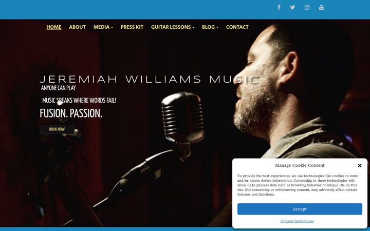 Screenshot of jeremiahwilliamsmusic.com