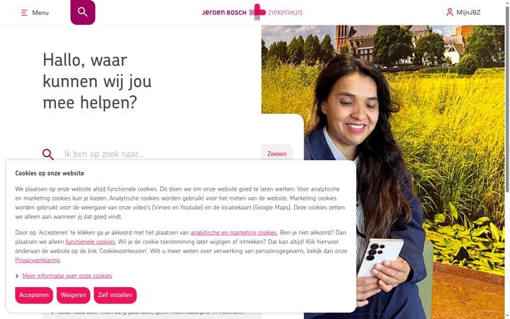 Screenshot of jeroenboschziekenhuis.nl