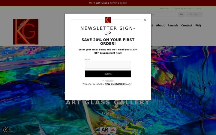 Screenshot of jerrykellerartglass.com