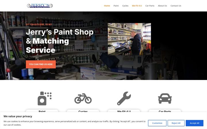 Screenshot of jerryscarandcyclecentre.co.uk