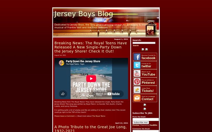 Screenshot of jerseyboysblog.com