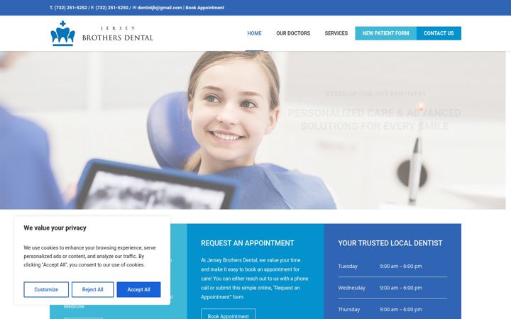 Screenshot of jerseybrothersdental.com