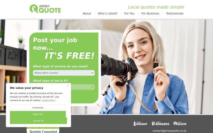 Screenshot of jerseyquote.co.uk