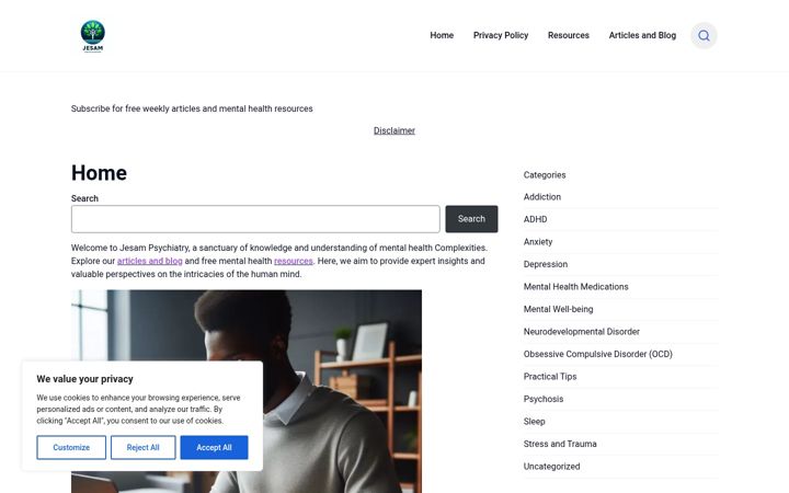 Screenshot of jesampsychiatry.com