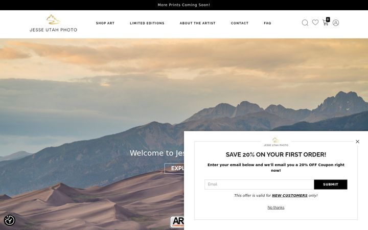 Screenshot of jesseutahphoto.com