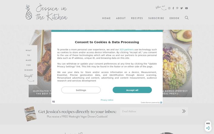 Screenshot of jessicainthekitchen.com