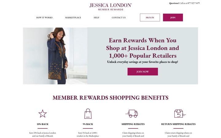 Ekrano kopija jessicalondonmemberrewards.com