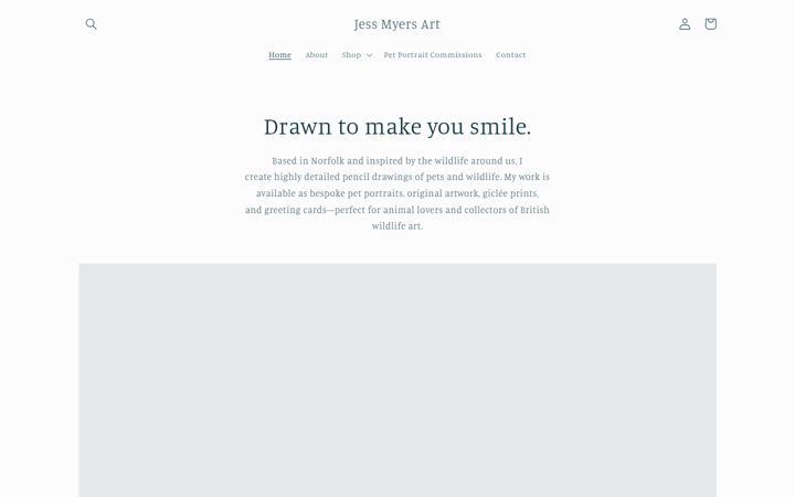 Screenshot of jessmyersart.co.uk