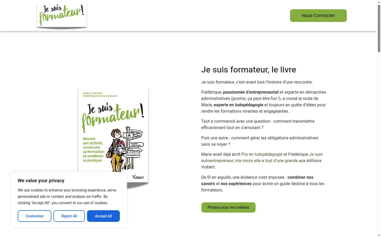 Capture d'écran de la bannière de consentement affichée avant toute interaction