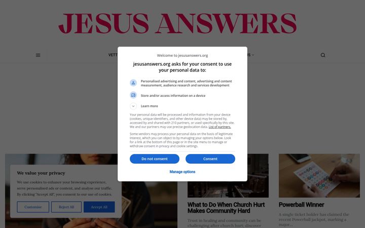 Screenshot of jesusanswers.org