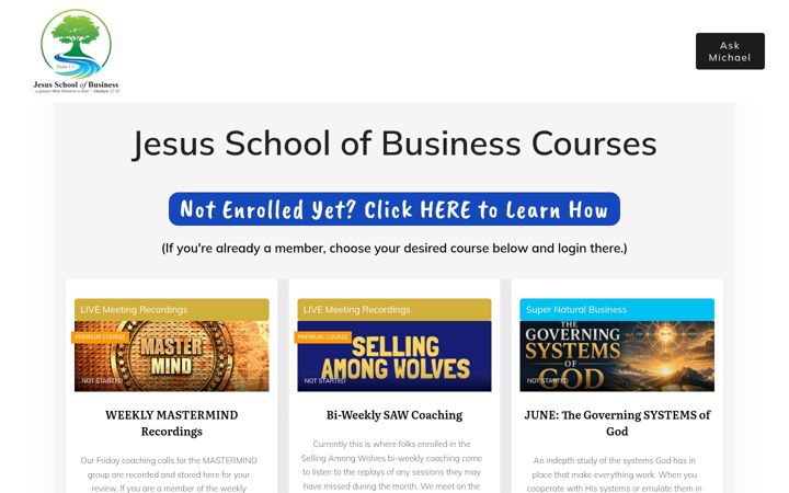 Screenshot of jesusschoolofbusiness.com