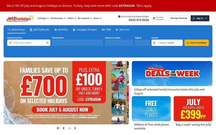 Screenshot van jet2holidays.com