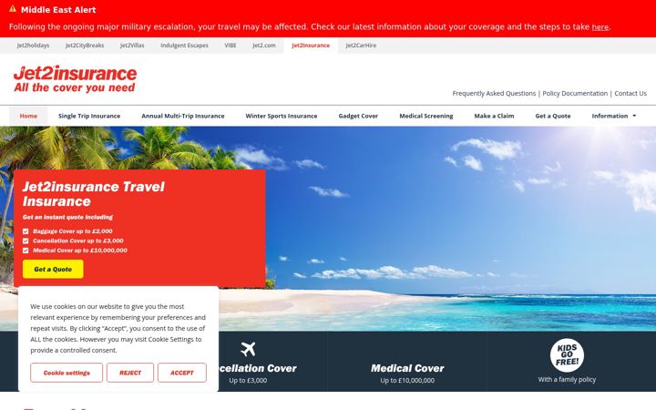 Screenshot of jet2insurance.com