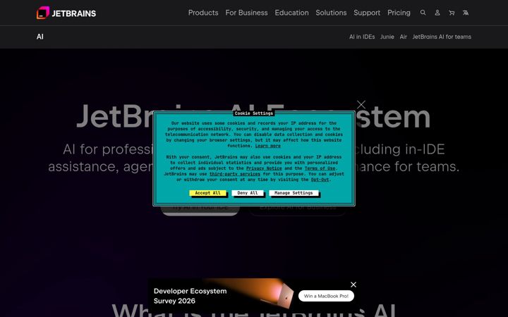 Snímek obrazovky jetbrains.ai