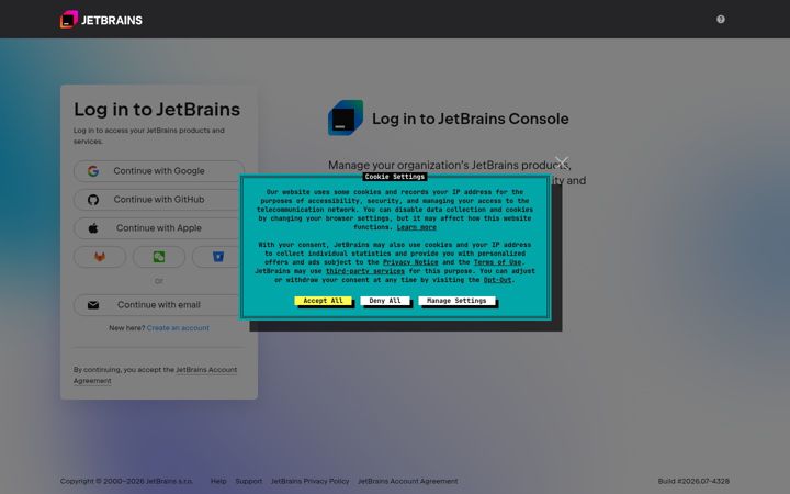 Zrzut ekranu jetbrains.cloud