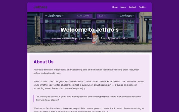Screenshot of jethros.uk