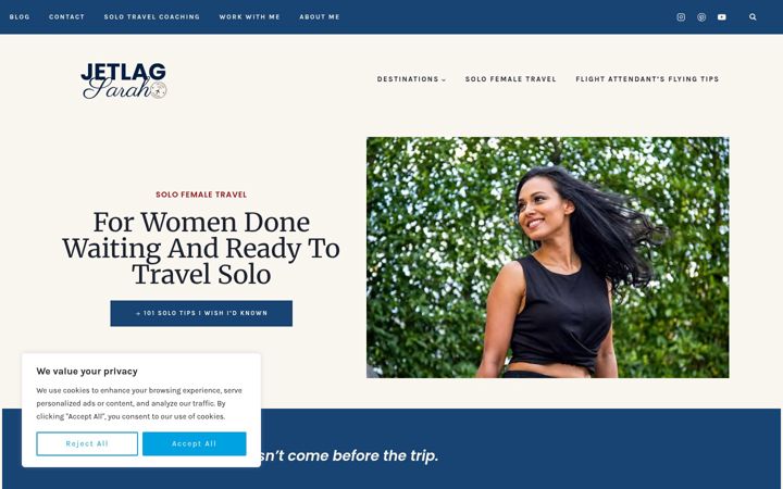 Screenshot of jetlagsarah.com