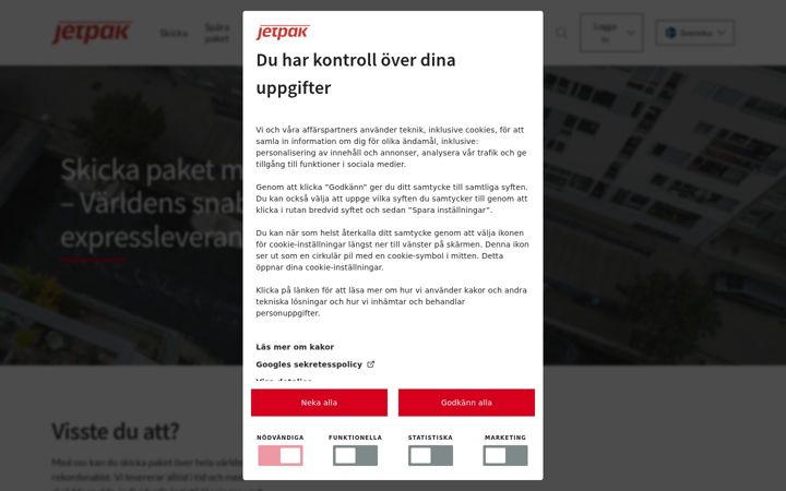 Screenshot of jetpak.se