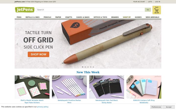 Snimka zaslona za jetpens.com
