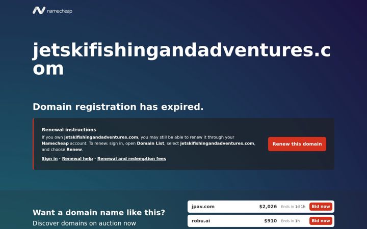 Screenshot of jetskifishingandadventures.com