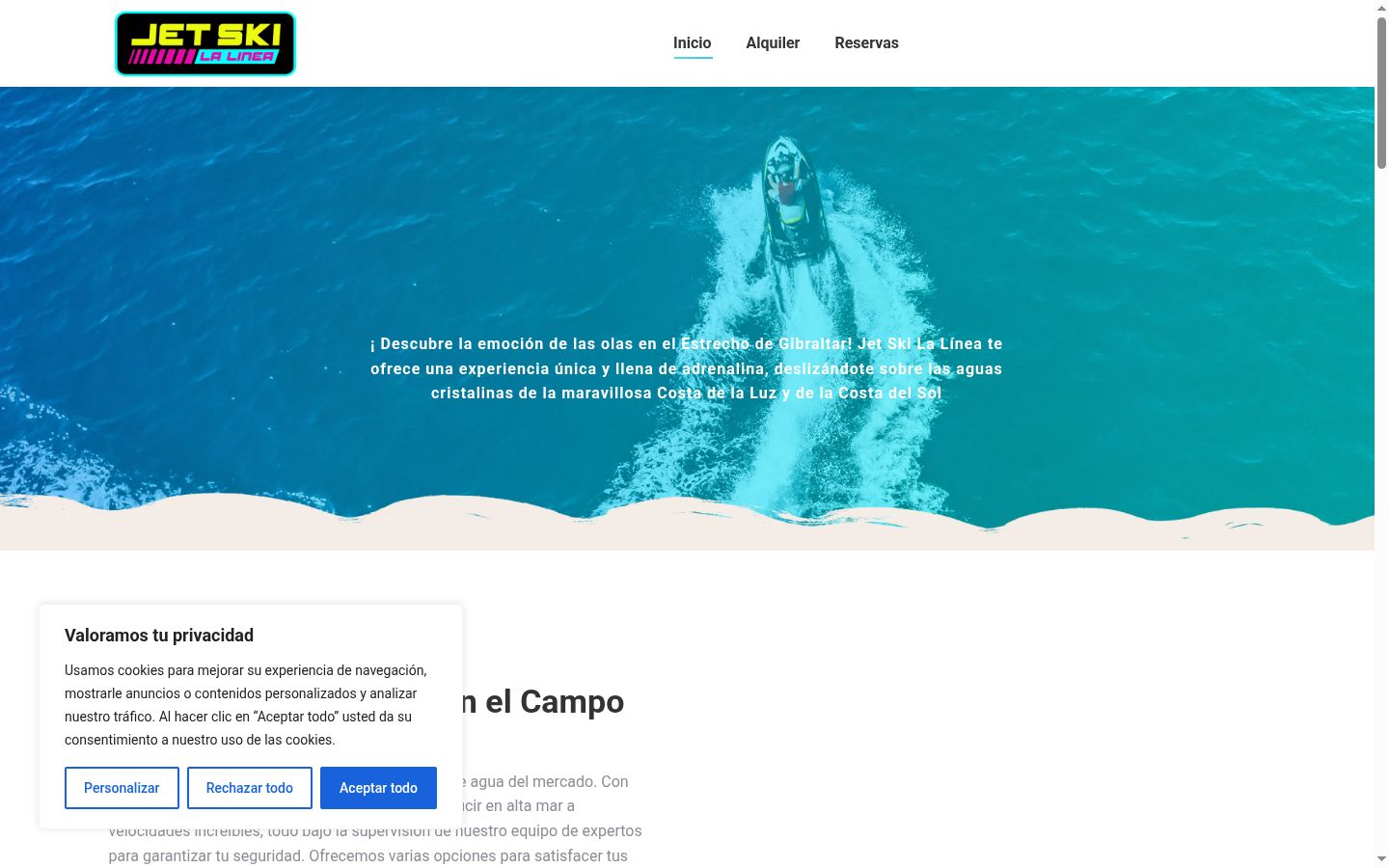 Captura de ecrã do banner de consentimento apresentado antes de qualquer interação