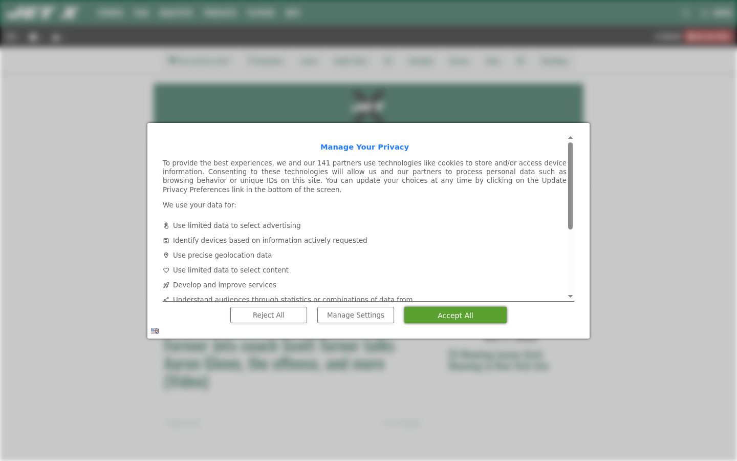 Screenshot del banner di consenso mostrato prima di qualsiasi interazione