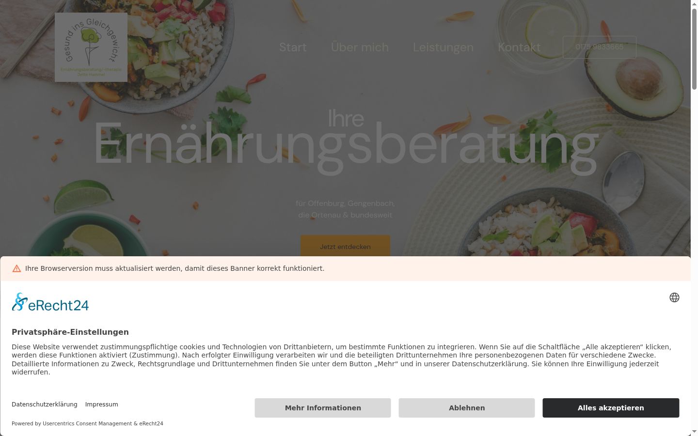 Screenshot van de toestemmingsbanner zoals getoond vóór enige interactie