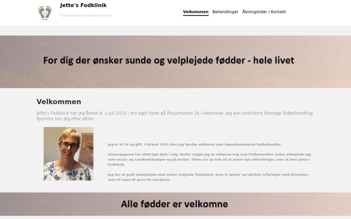 Screenshot of jettesfodklinik.dk