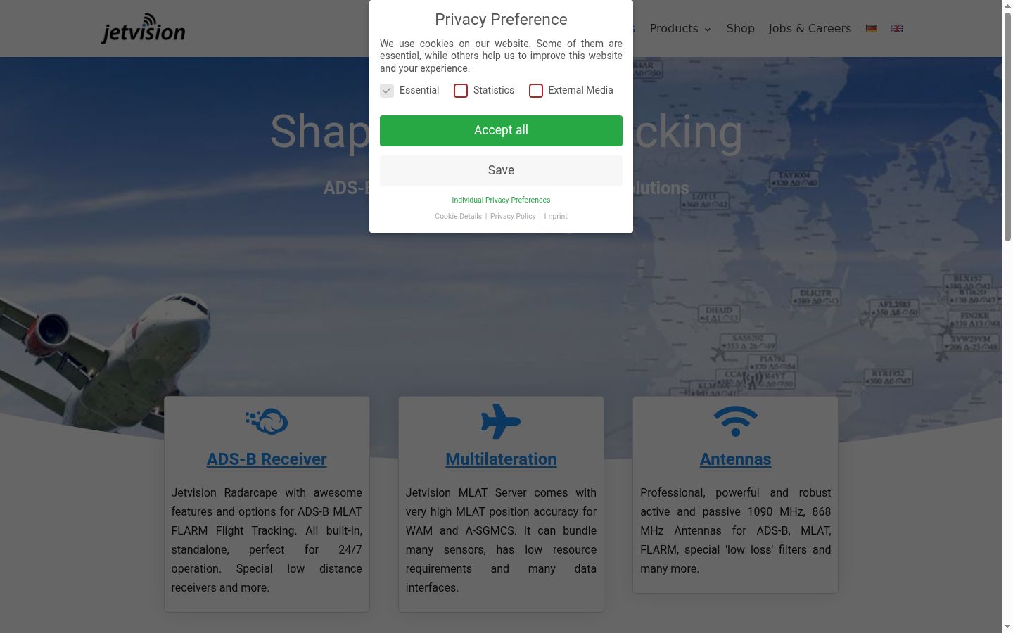 Screenshot of the consent banner shown before any interaction