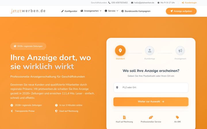 Screenshot of jetztwerben.de