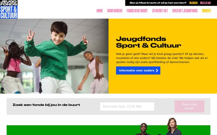 Screenshot of jeugdfondssportencultuur.nl