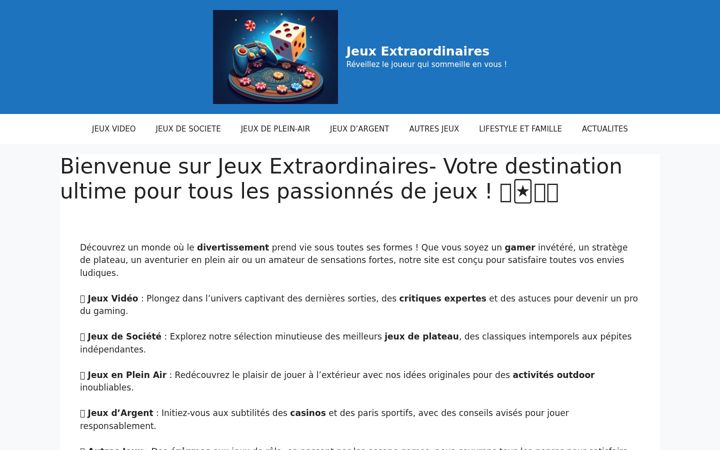 Screenshot of jeuxextraordinaires.com