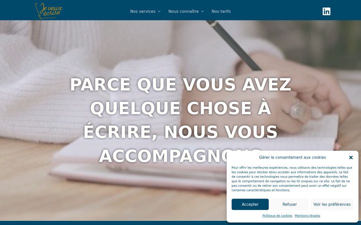 Screenshot of jeveuxecrire.fr