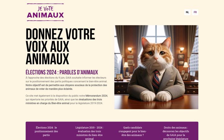 Screenshot of jevoteanimaux.be