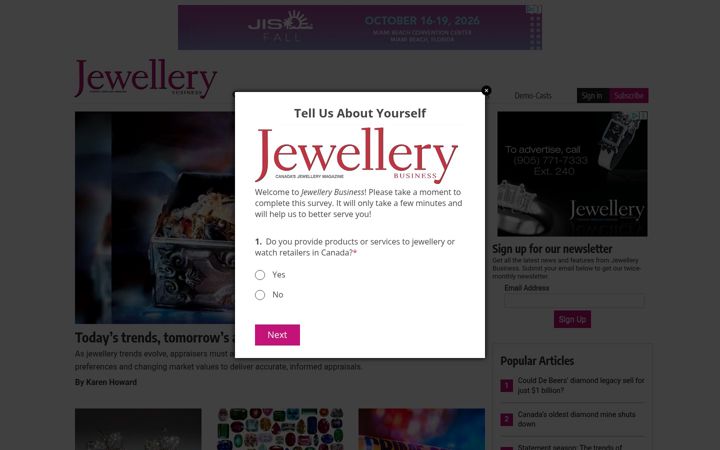 Screenshot of jewellerybusiness.com
