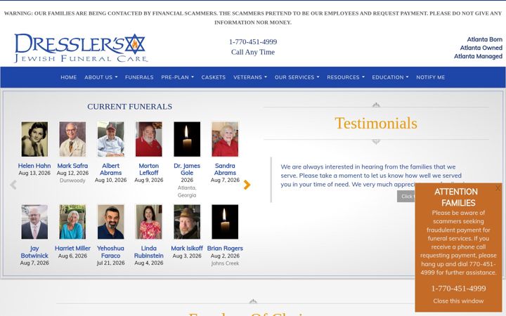 Screenshot of jewishfuneralcare.com