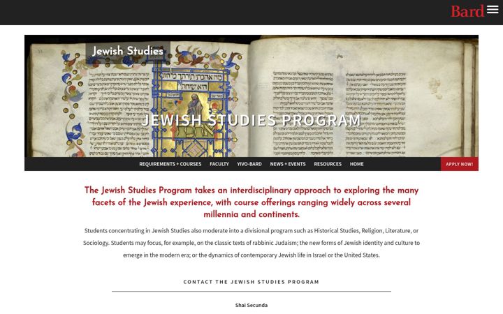 Екранна снимка на jewishstudies.bard.edu
