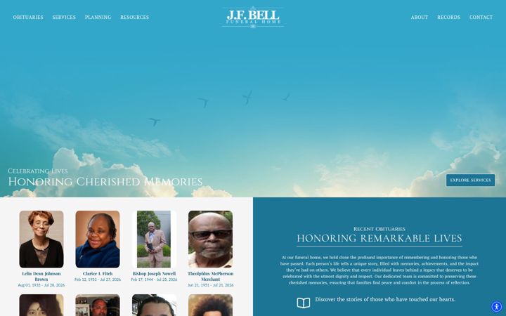 Screenshot of jfbellfuneralservices.com