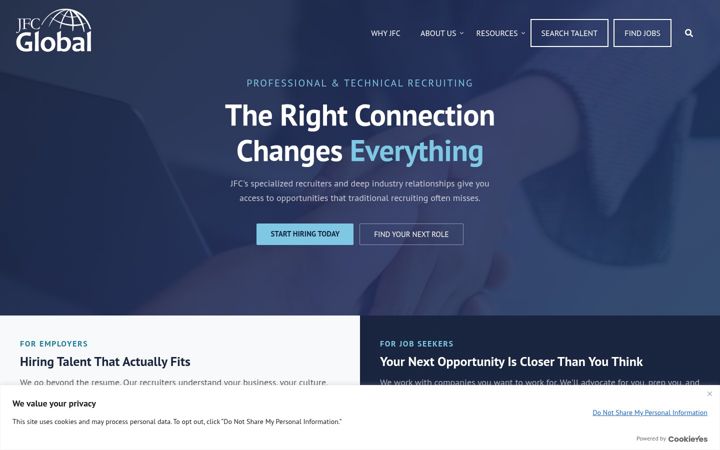 Screenshot of jfcglobal.com