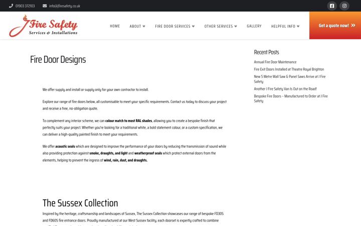 Screenshot of jfiresafety.co.uk