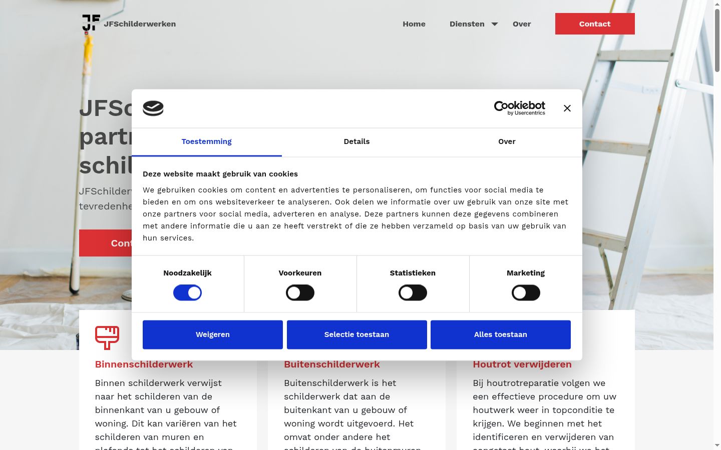 Screenshot des Einwilligungsbanners vor jeglicher Interaktion