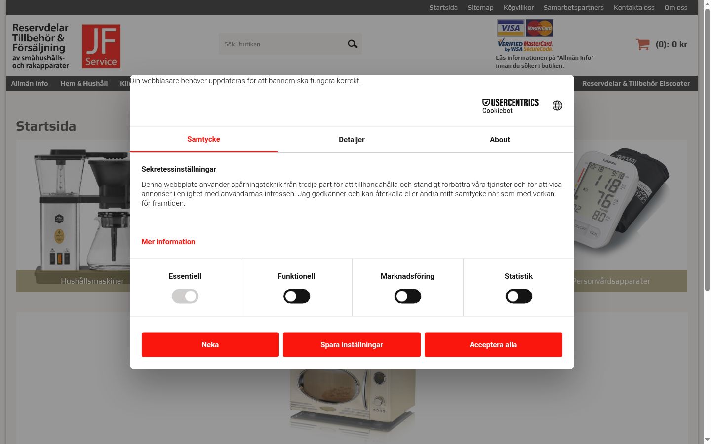 Képernyőkép a bármilyen interakció előtt megjelenő hozzájárulási bannerről