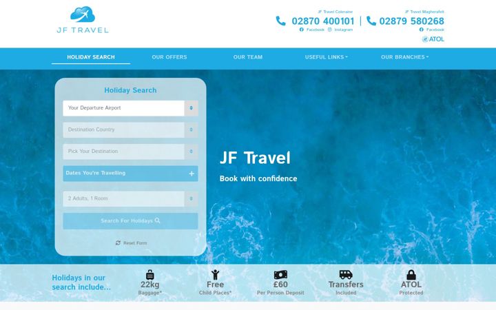 Screenshot of jftravel.co.uk